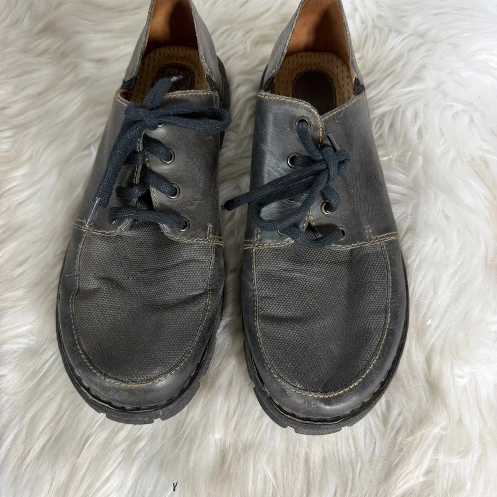 Born Mens Hemlock Brown Leather Fabric Oxford Shoes H20249 Size 9.5